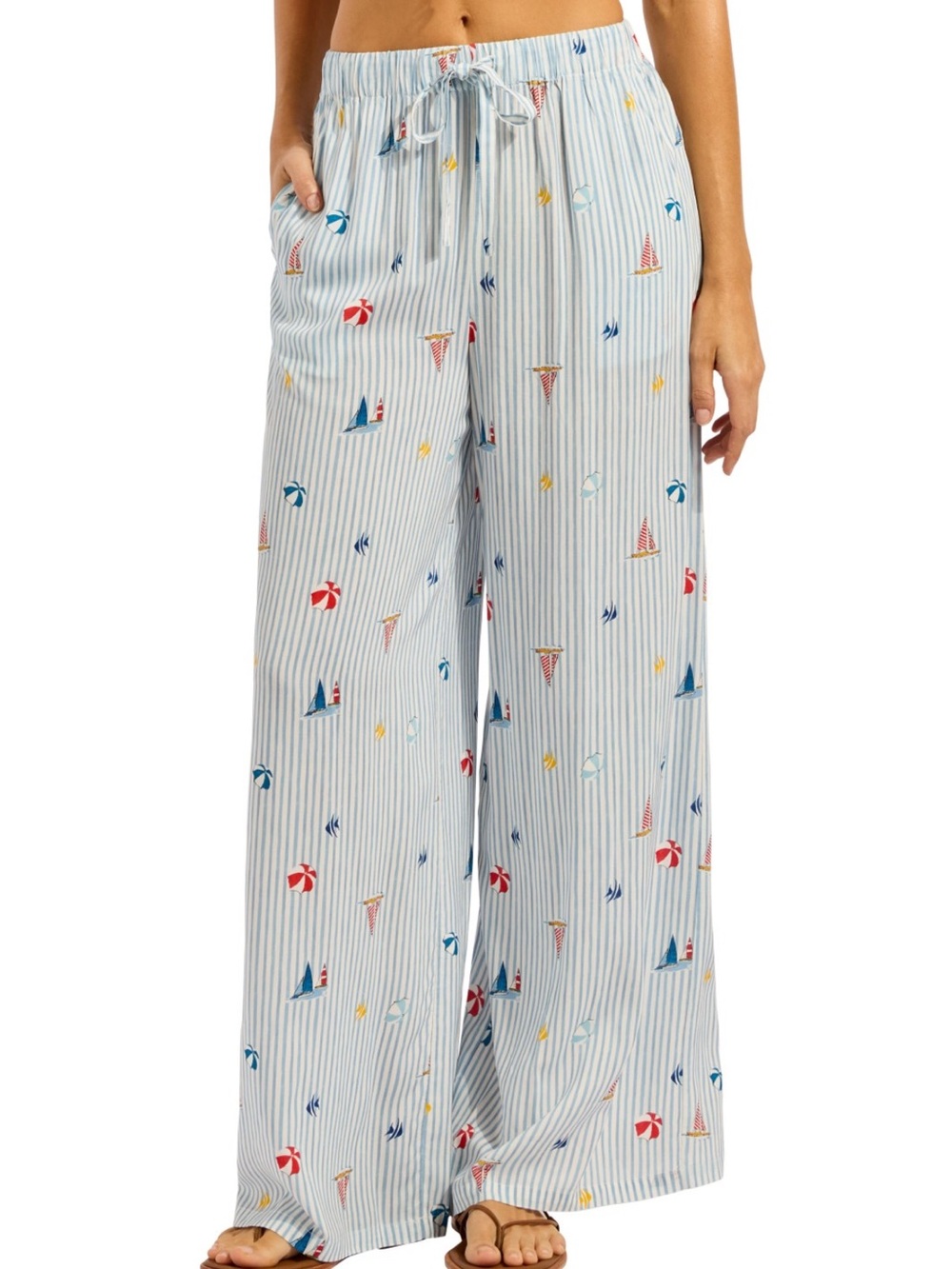 Seafolly Blue Stripe Wide Leg Pants
